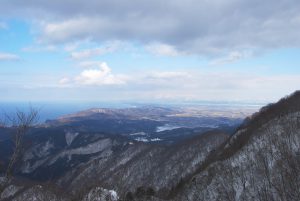 二口登山道からの見る日本海と庄内平野
